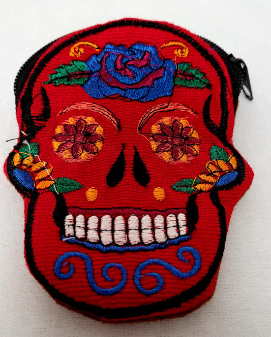 Day of the Dead Red Sugar Skull Coin Purse