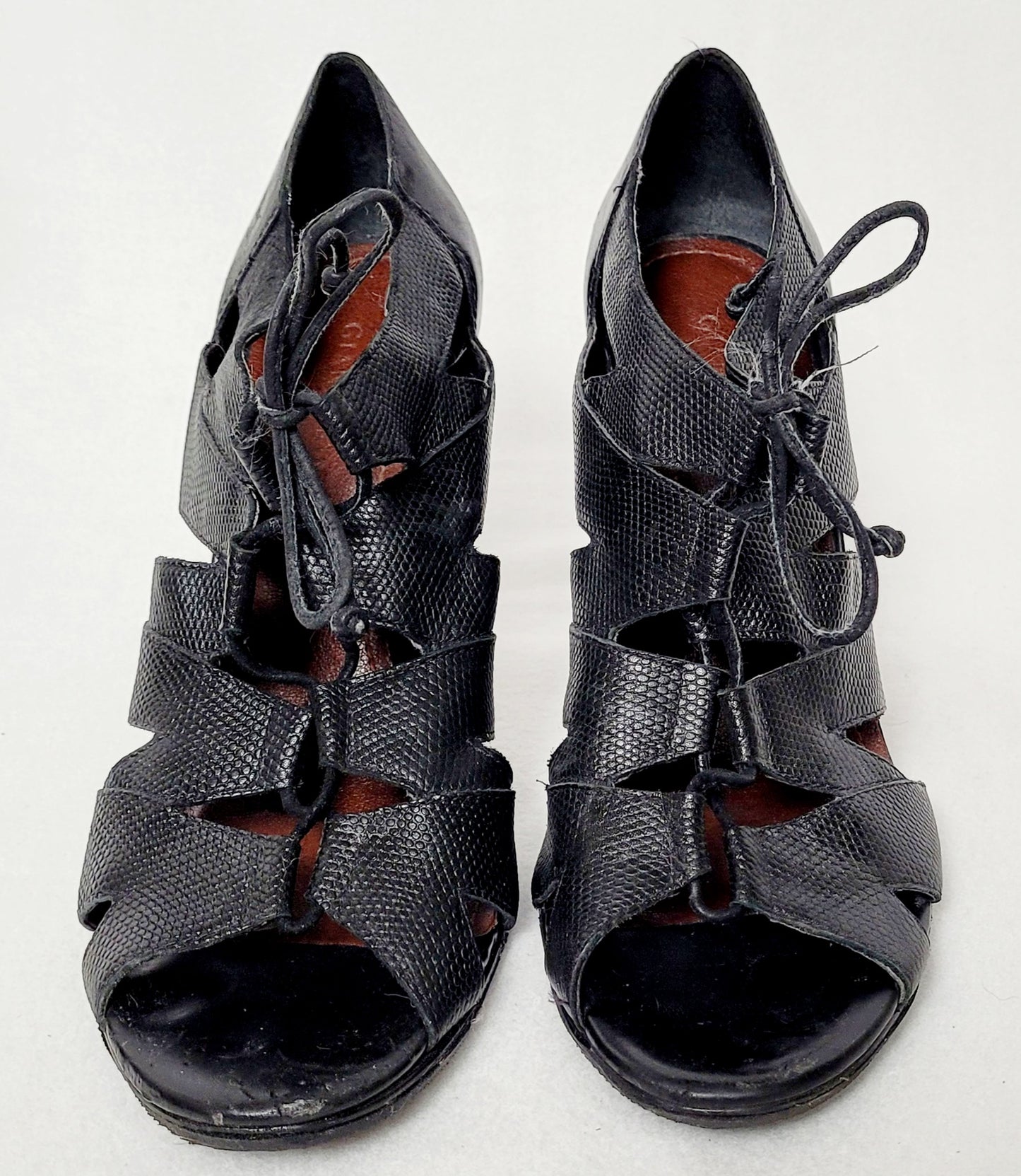 Gianni Bini - Black Ladies 3" Leather Top Tie Heels