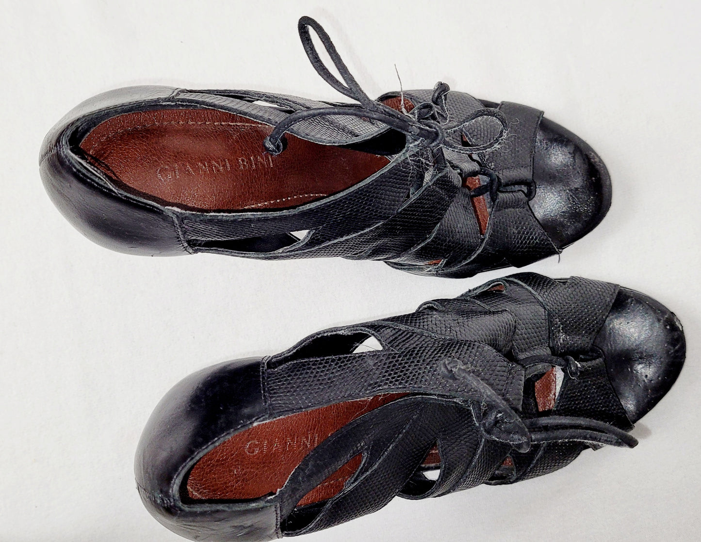 Gianni Bini - Black Ladies 3" Leather Top Tie Heels