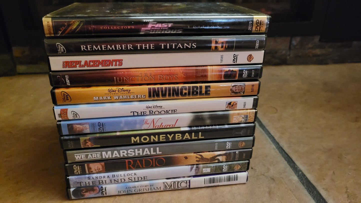 Great DVD Collection of 12 Sport Football Baseball Movies