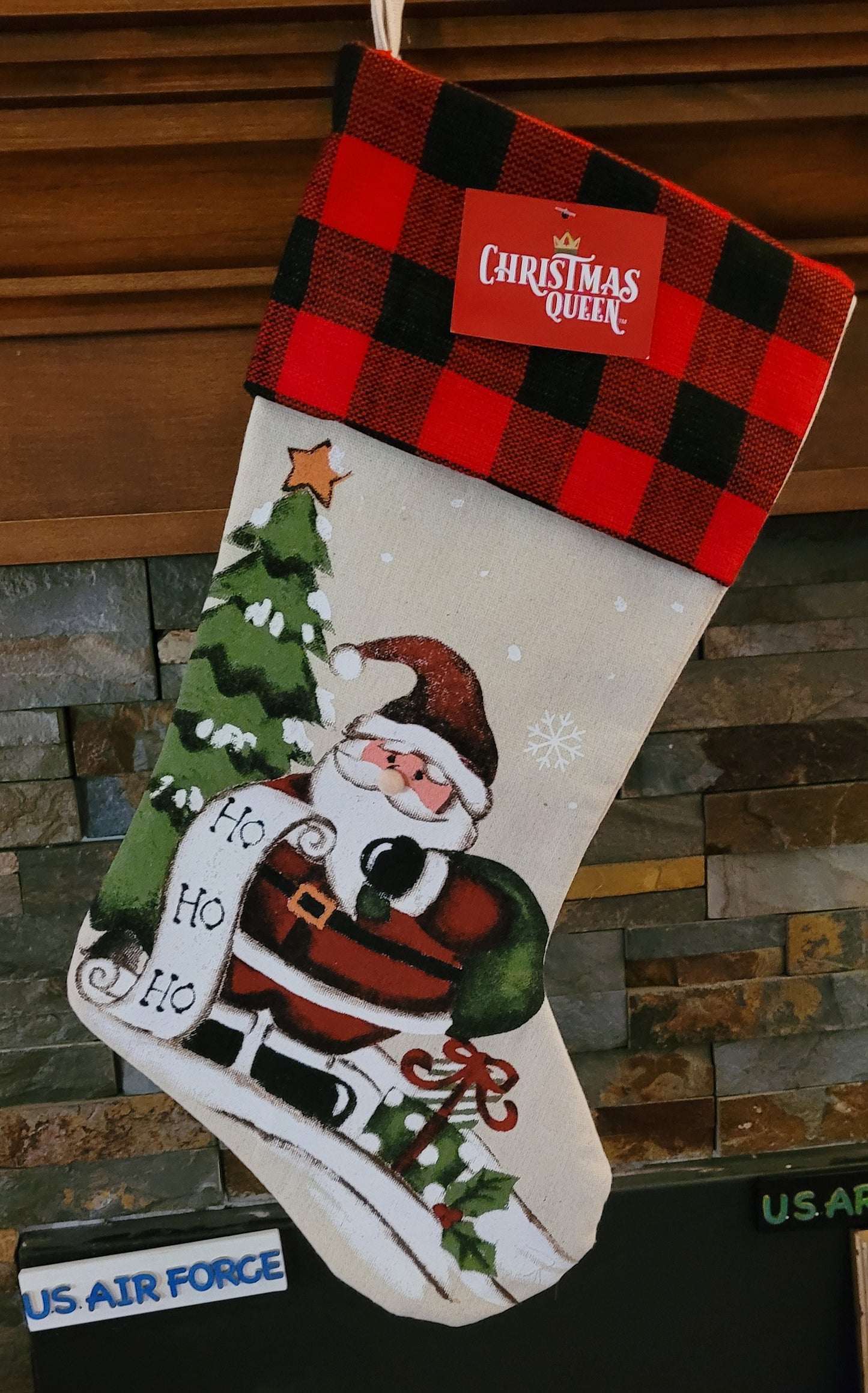 Christmas Queen's 18" Holiday Stocking w/ Santa Claus Checking His List