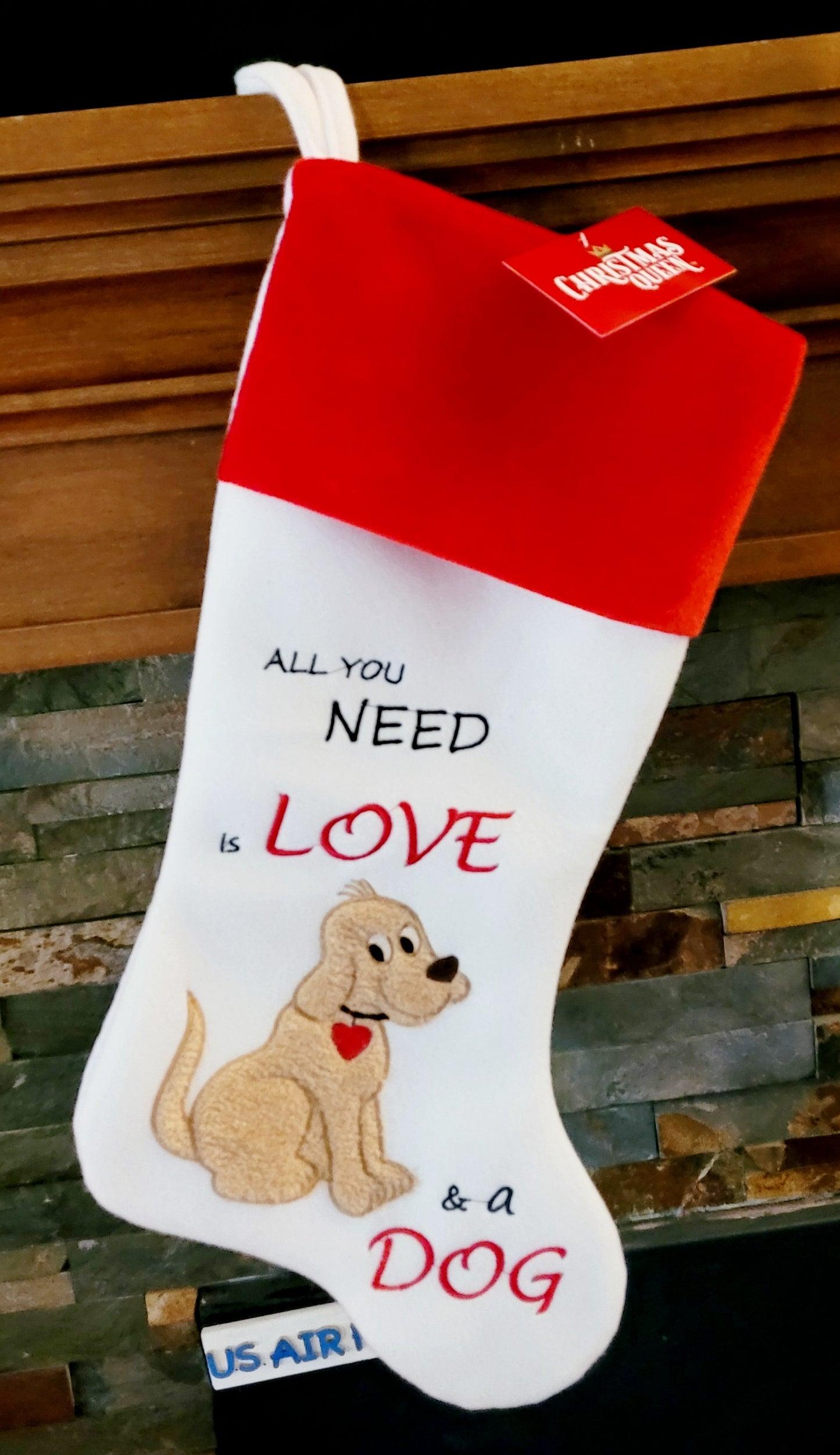 'All You NEED is Love & a DOG' Holiday 18" Stocking - NEW