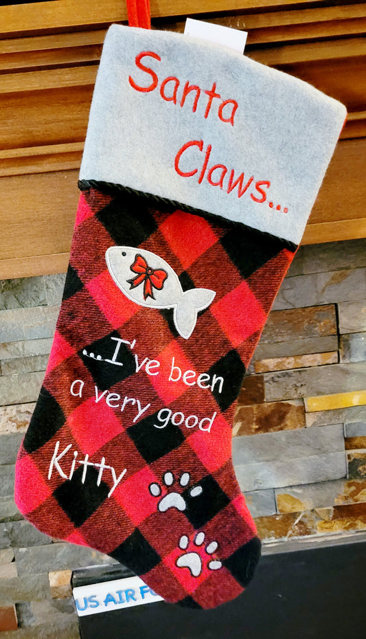 Kitty Letter to Santa Claws Holiday Stocking - NEW