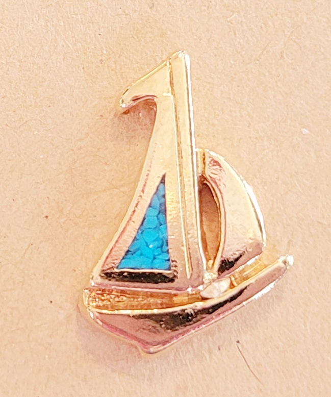 Golden Sailboat and Turquoise Sail Earrings *New