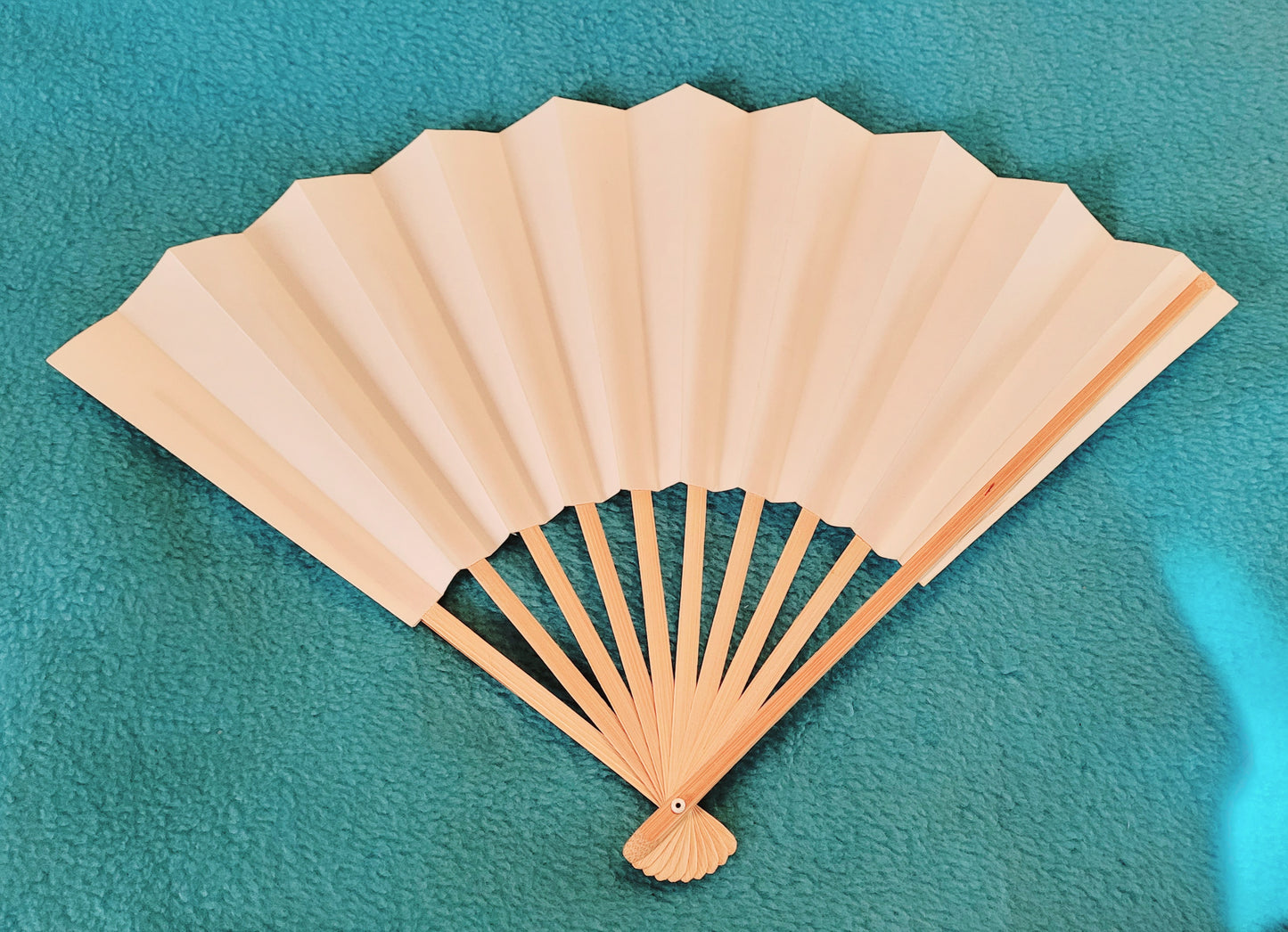 Bamboo and White Cardstock Hand Fan