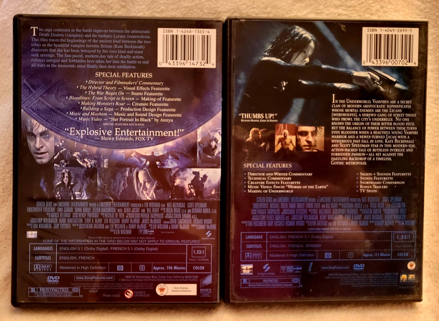 Two (2) Underworld DVD Movies *Underworld & Underworld Evolution