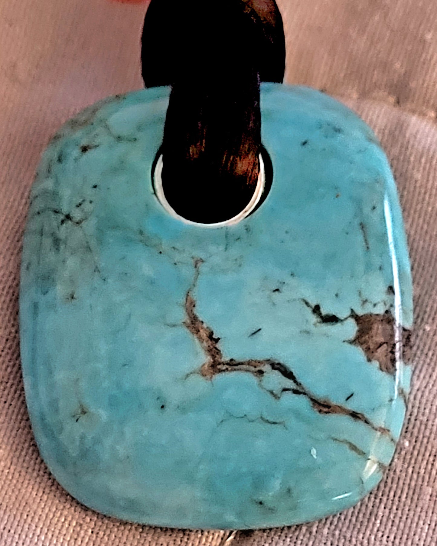Pretty Turquoise Stone Choker on Velvet Cord Sterling Chain .925
