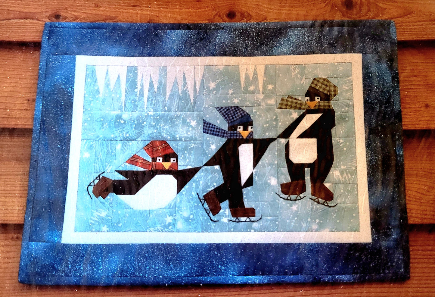 MH Designs "Crack the Whip" 3 Ice Skating Penquins Quilt Pattern (14.25"x19.5")