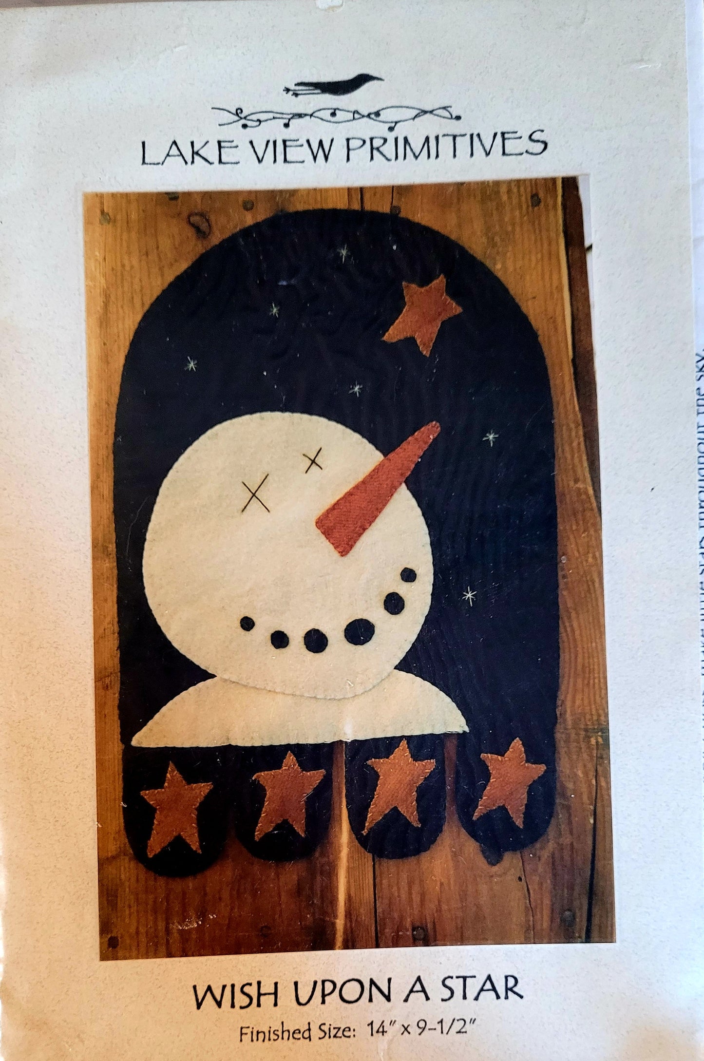 'Wish Upon A Star' Wool Applique Snowman Pattern (14"x9.5")