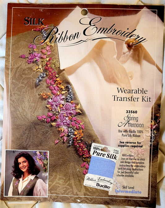 Vintage Bucilla Pure Silk Ribbon Embroidery 'Spring Afternoon' #33560