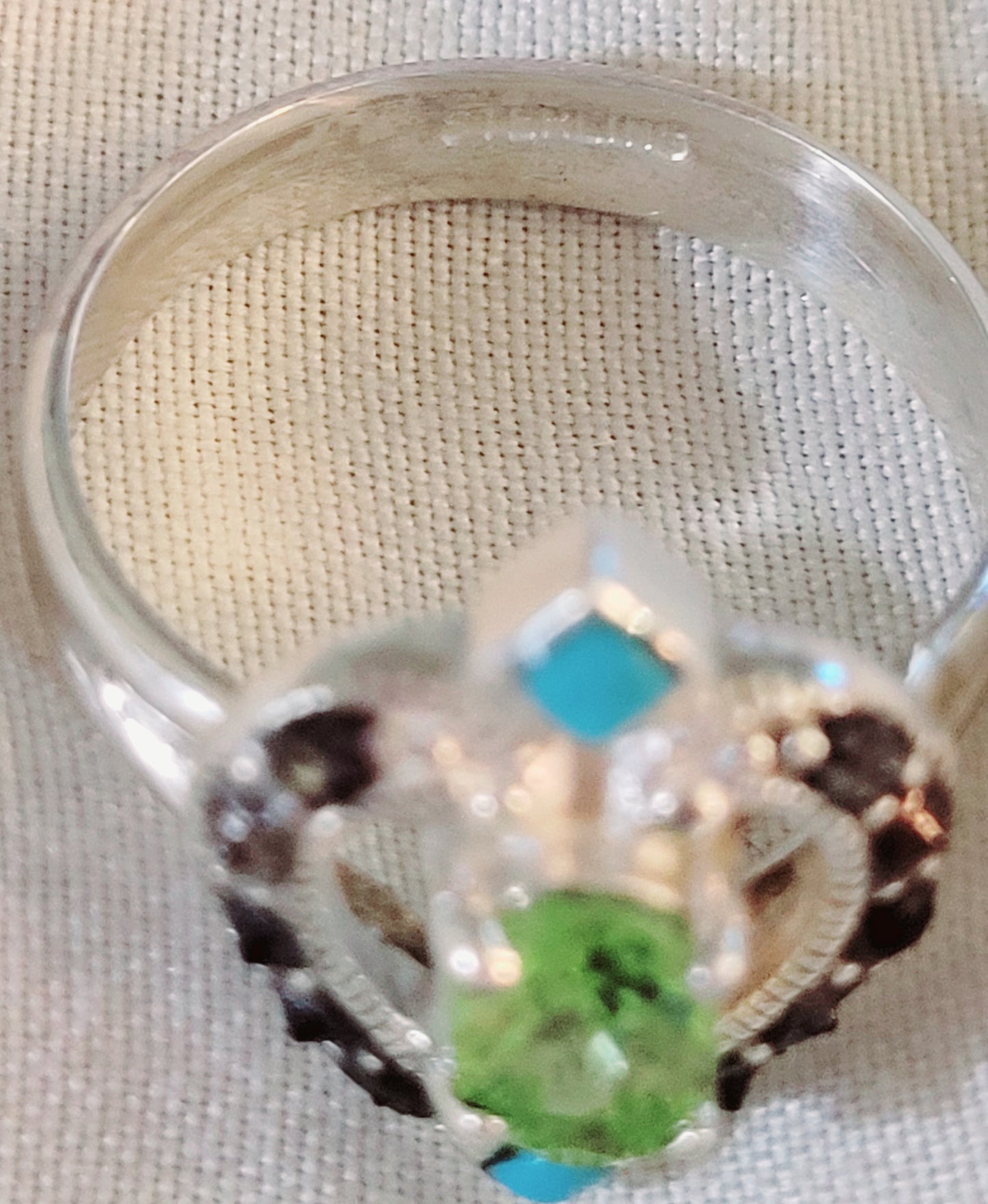 Sterling Silver Multiple Stone Heart Shaped Ring *Size 8.5