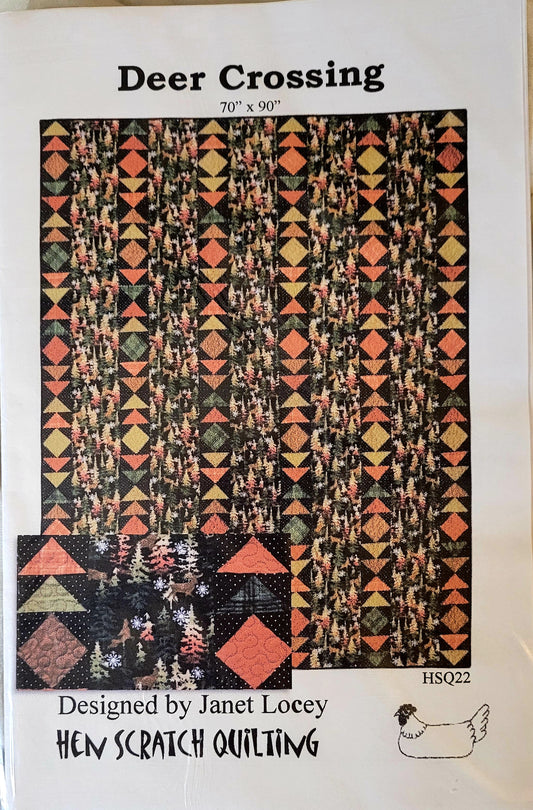'DEER CROSSING' Hen Scratch Quilting Pattern *70"x90"