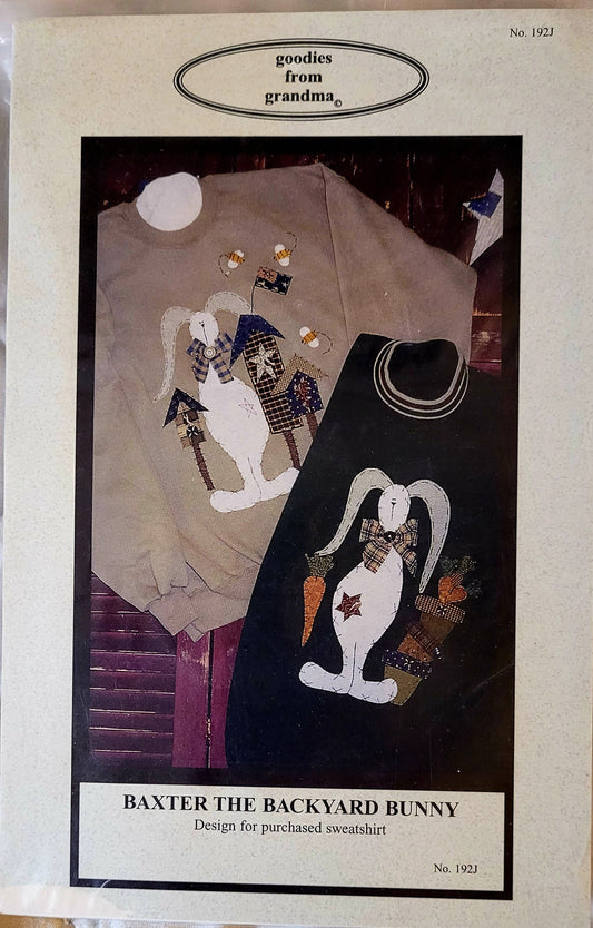 Baxter The Backyard Bunny Pattern #192J *Design for Sweatshirt