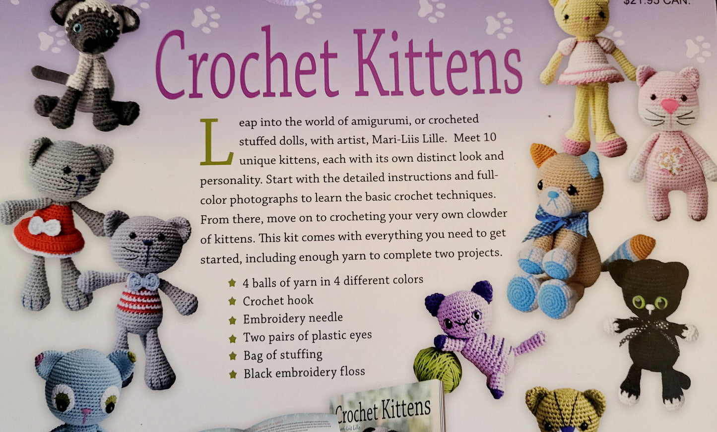 NEW * 10 Crochet Kitten Patterns Boxed Kit