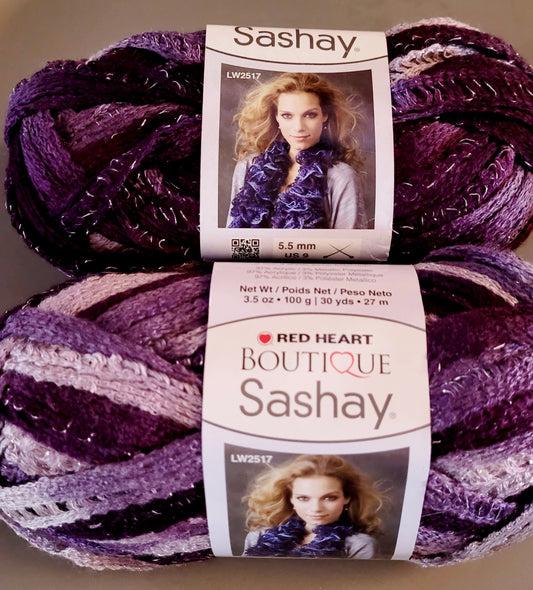 Two (2) Red Heart Reams of 'Sashay Metallic/Boogie' Yarn *NEW