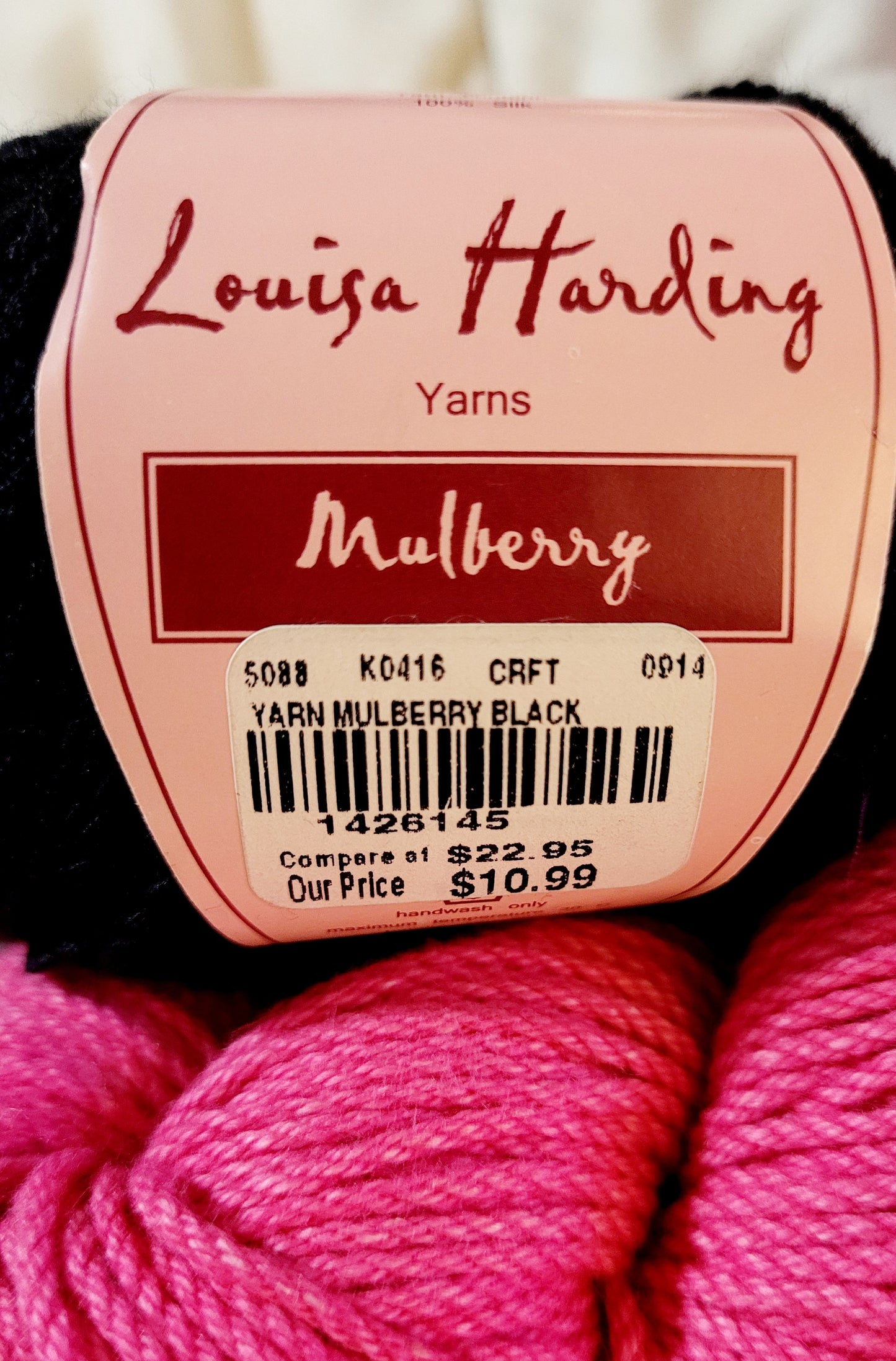 (2) Louisa Harding Yarn *Mulberry Black Silk & *Jesse Hot Pink (NEW)