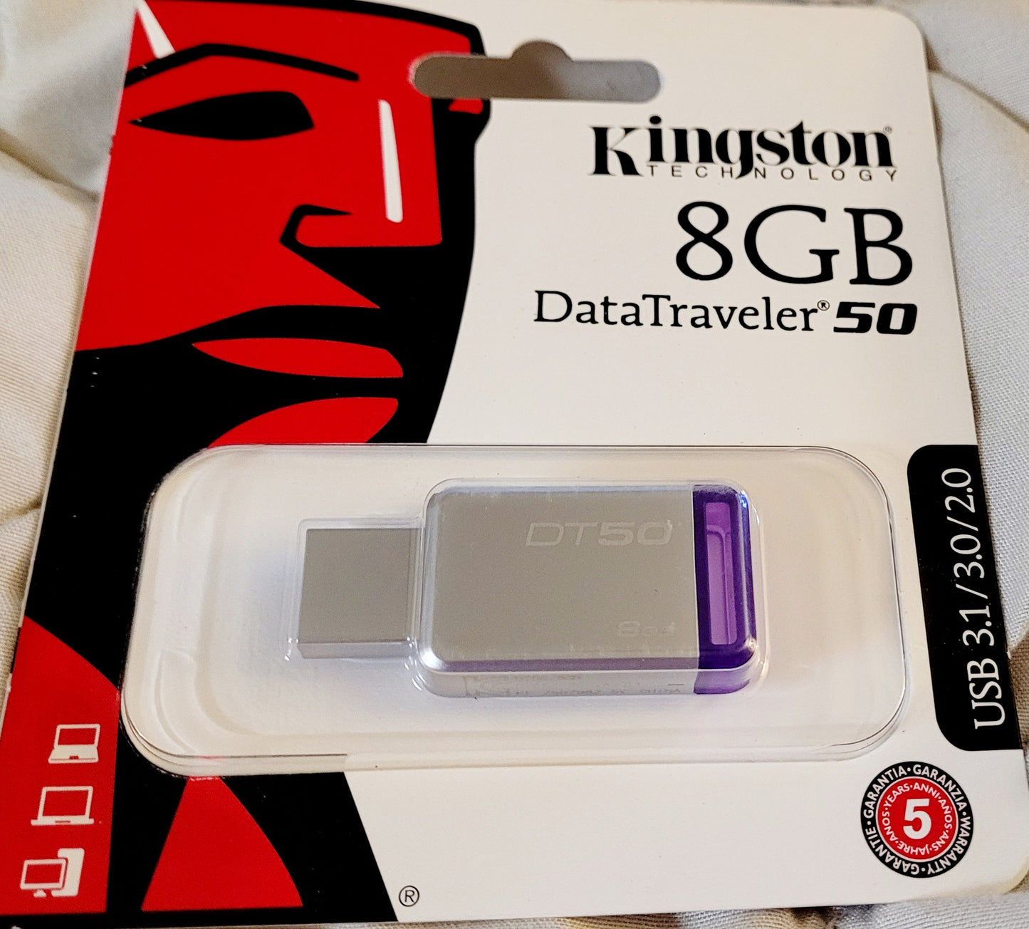 Kingston 8GB Datatraveler DT50 USB 3.0 Flash Drive (Purple) NIP