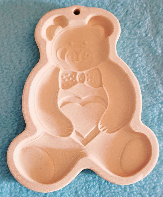 The Pampered Chef "Teddy Bear" Vintage 1991 Ceramic Cookie Mold (New)