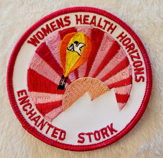 Round Pink "Enchanted Stork" *Hot Air Balloon Patch
