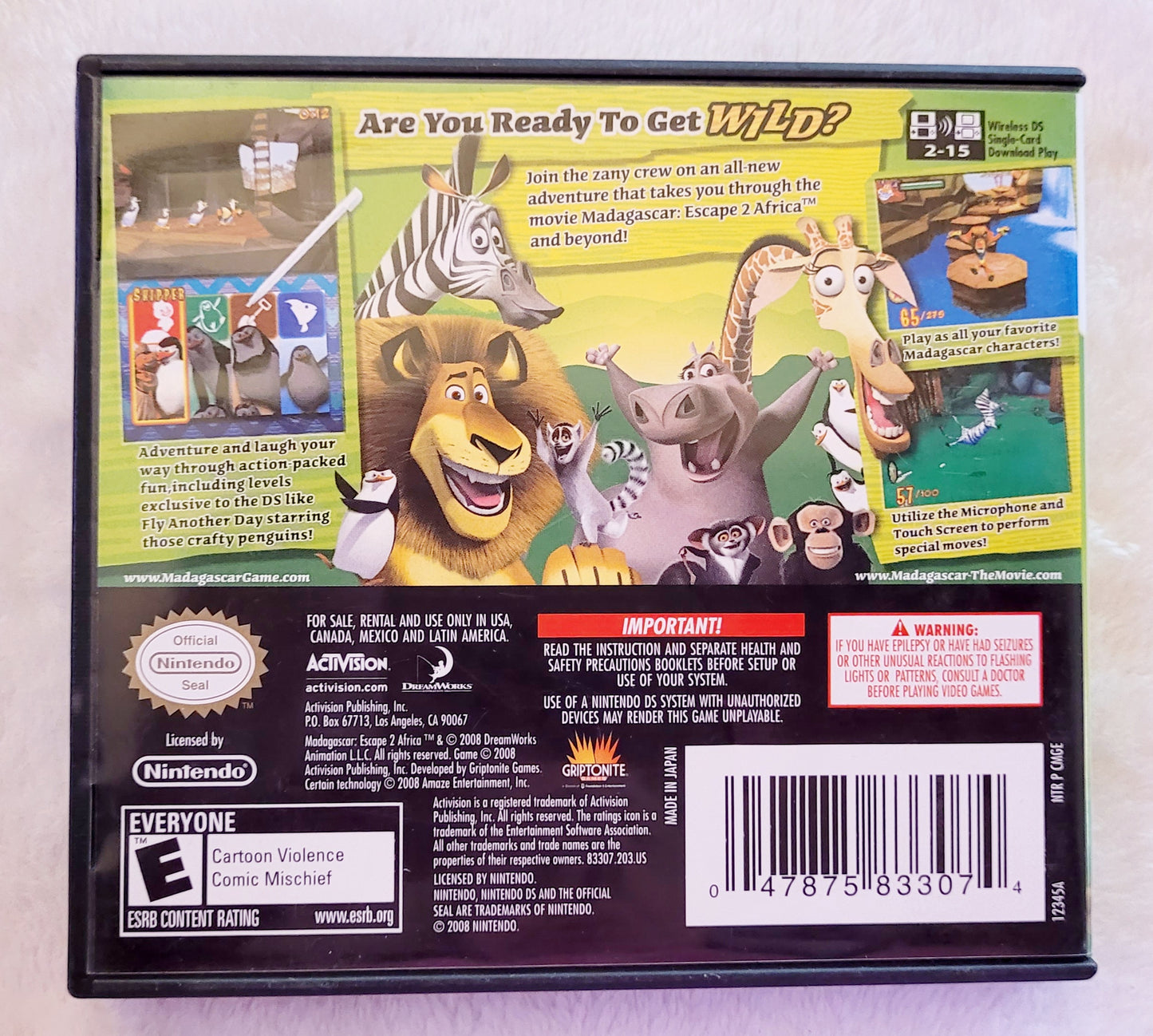 Madagascar Escape 2 Africa *Nintendo DS Video Game + Case