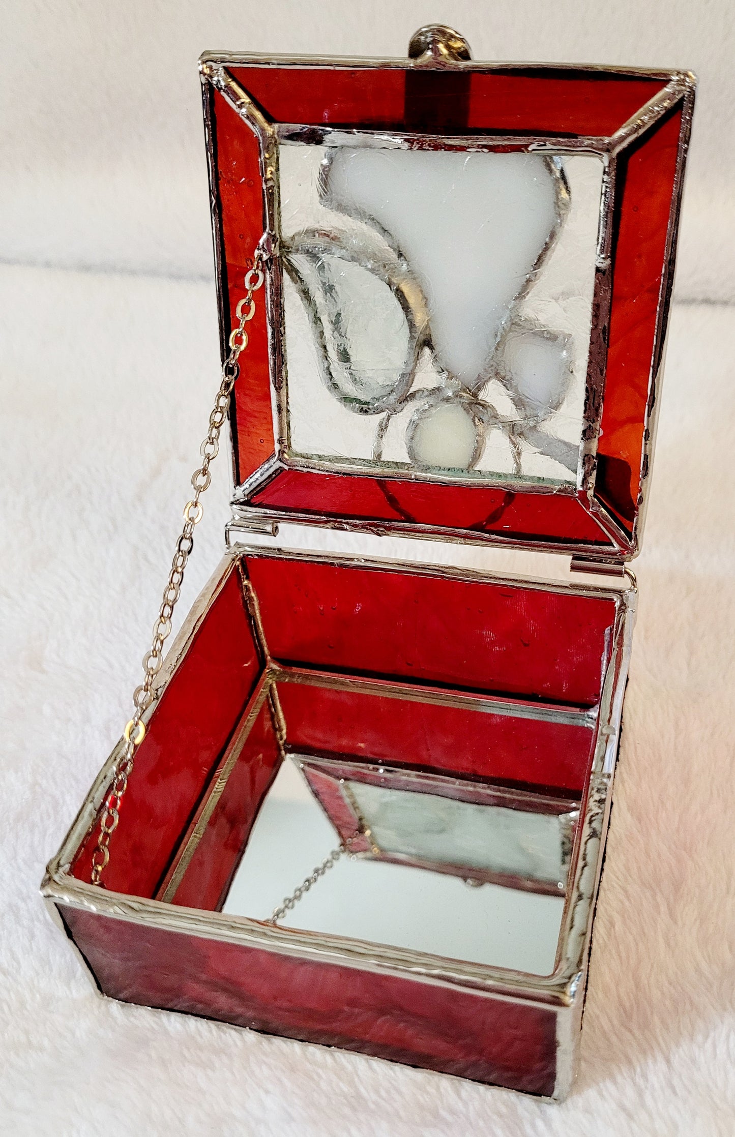 Cute 3" x 3" *Stained Glass "Angel" Jewelry Trinket Box