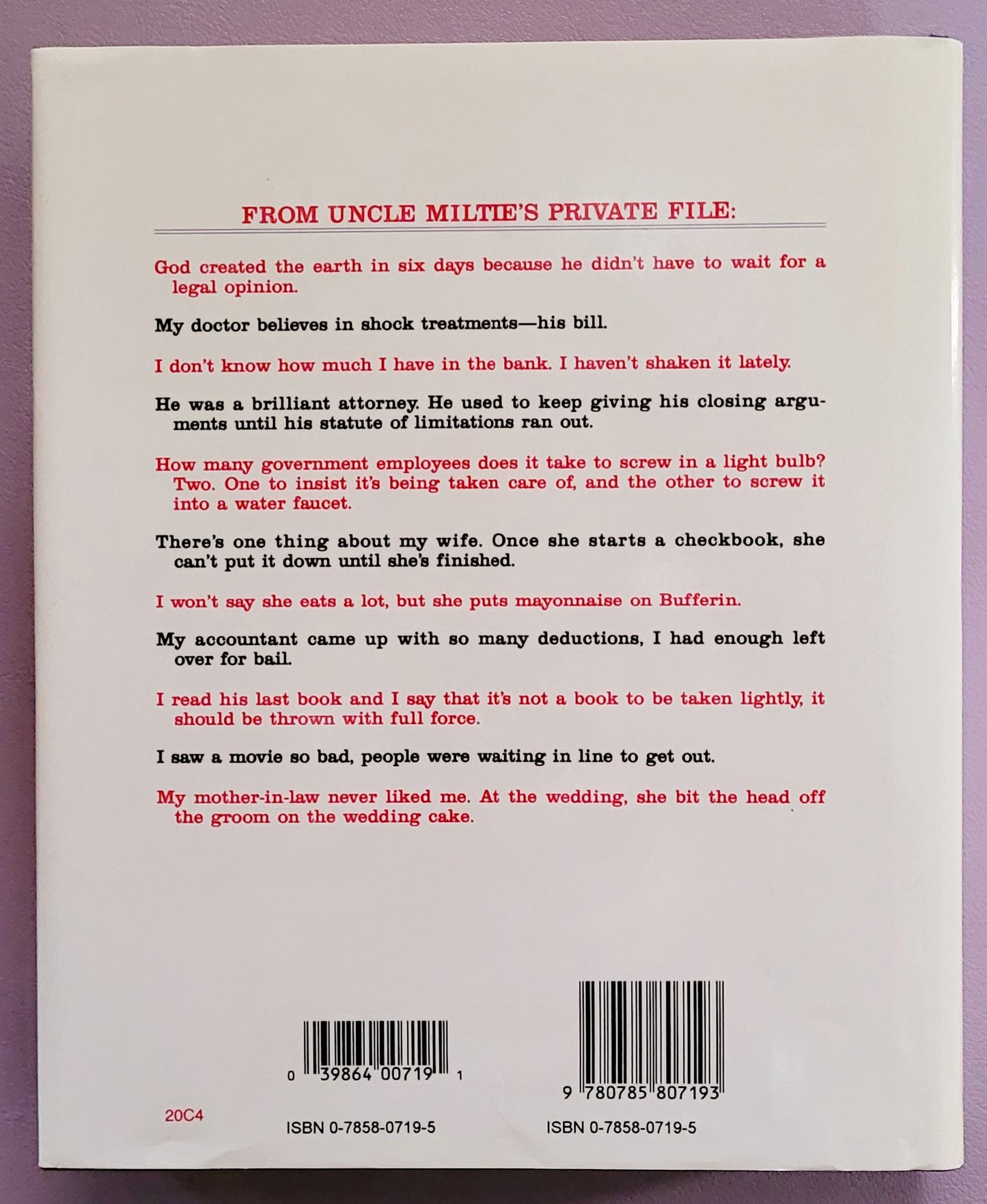 "More of the Best of MILTON BERLE'S Private Joke File" Book