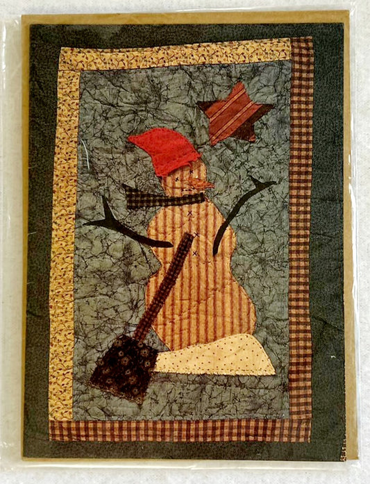 New *Quilt Card 'Shoveling Snowman' #112 One Day in the Country