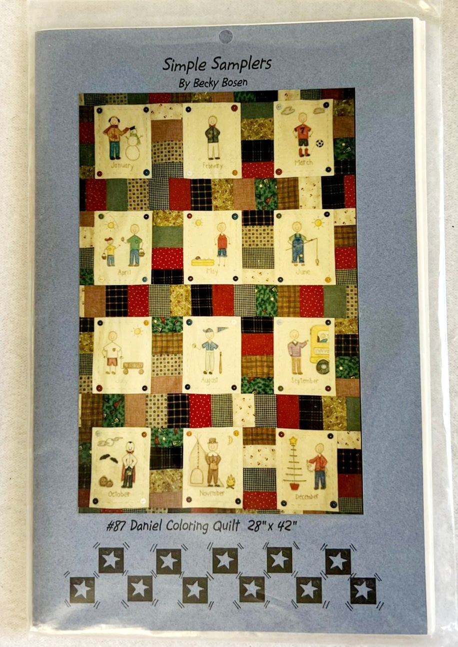 “Daniel Coloring Quilt” Simple Samplers Quilt Pattern 28” x 42”