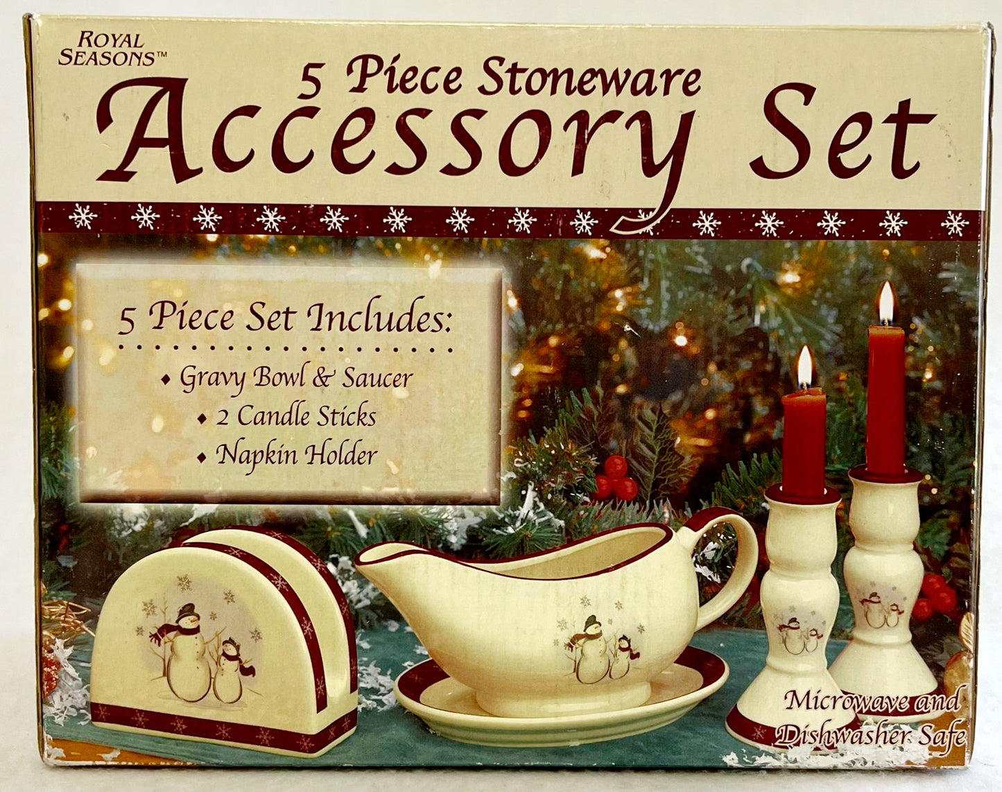 Royal Seasons * 5-piece Stoneware Accessory Set NIB