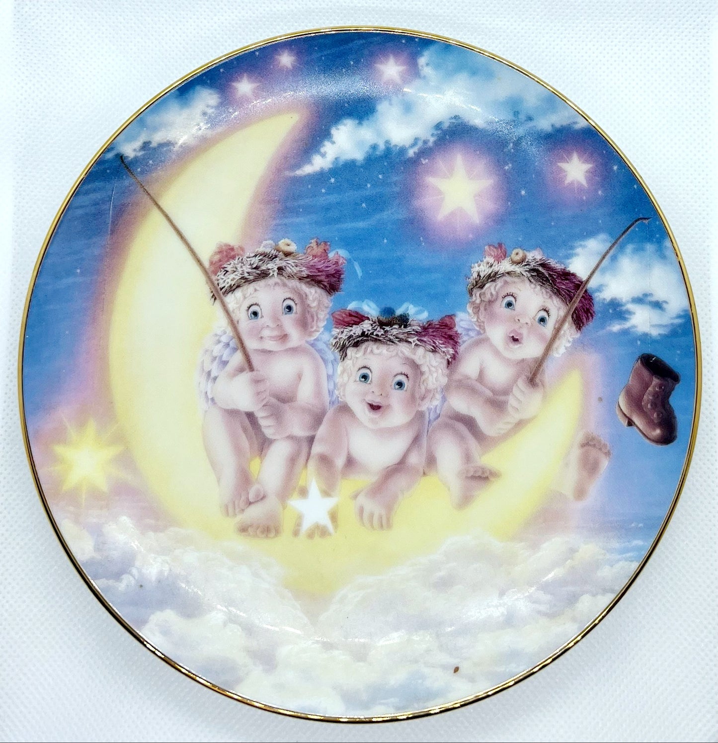 Hamilton 1994 Dreamsicles "BY LIGHT OF MOON" Angel Fishing Plate