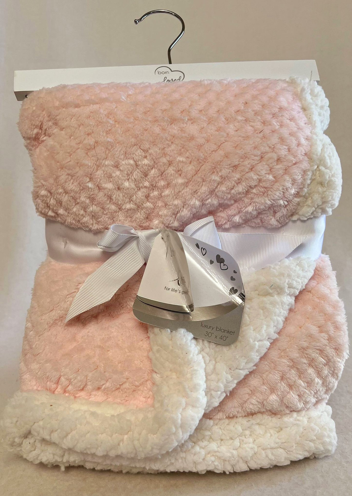 NIP *Pink "Born Loved" (Warm/Fluffy) Baby Blanket 30"x40"