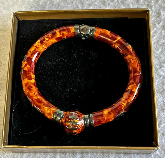 NEW *Sterling Silver & Enamel Hinged Bracelet