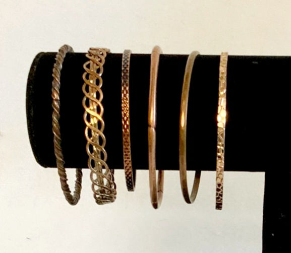 Charming *Set of 6 Copper Bangles Bracelets
