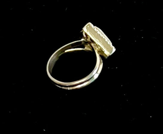 Nice *Square Sterling Silver Ring with Opal Center (Size 8.5)