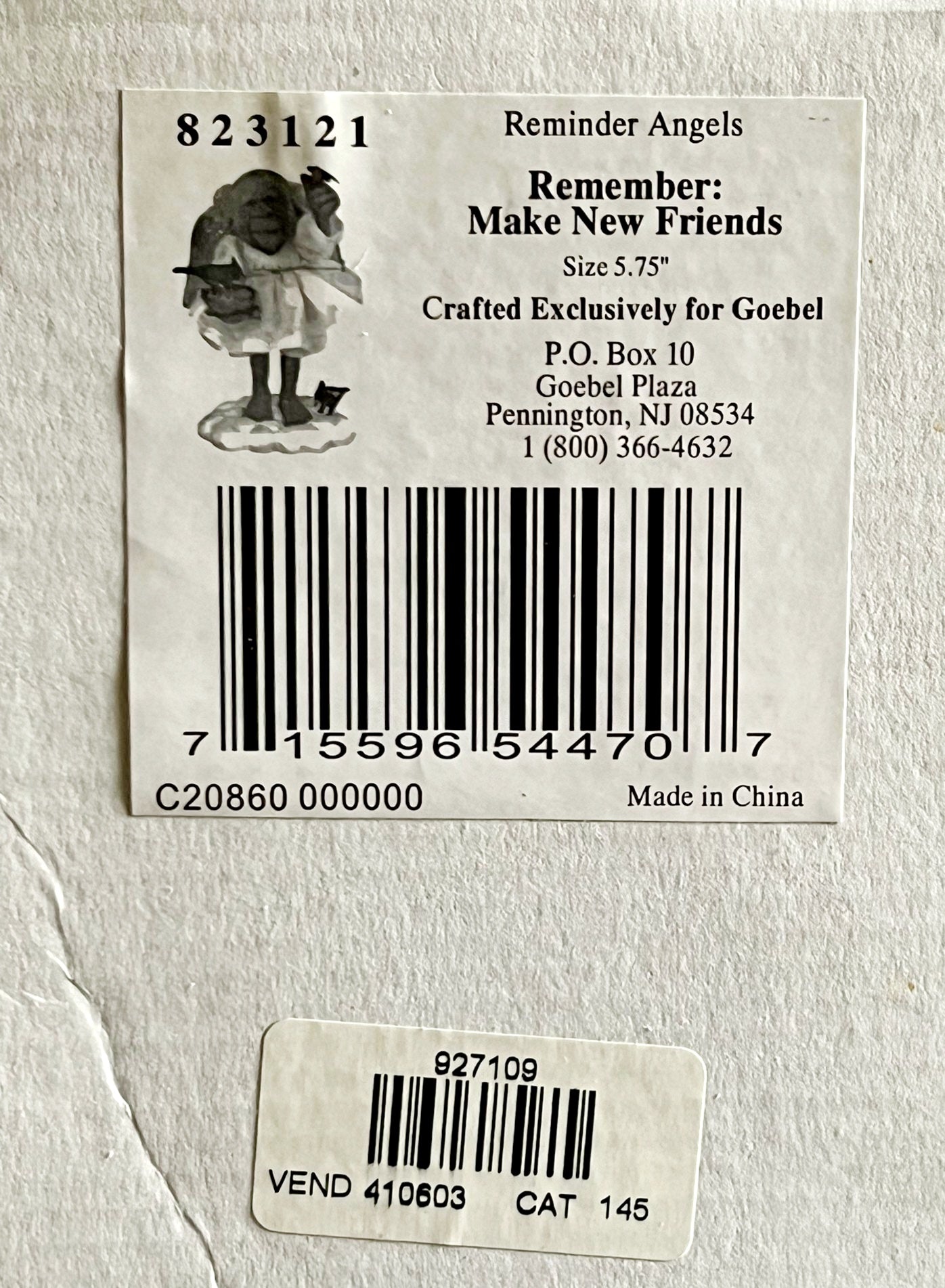New *Goebel Reminder Angel "Remember Make New Friends" w/ Box #823121