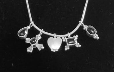 Beautiful *Sterling Silver & Black Onyx 16” Charm Necklace