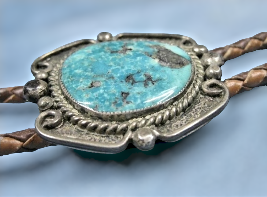 Vintage Sterling Silver & Turquoise SouthWest Style Bolo Tie