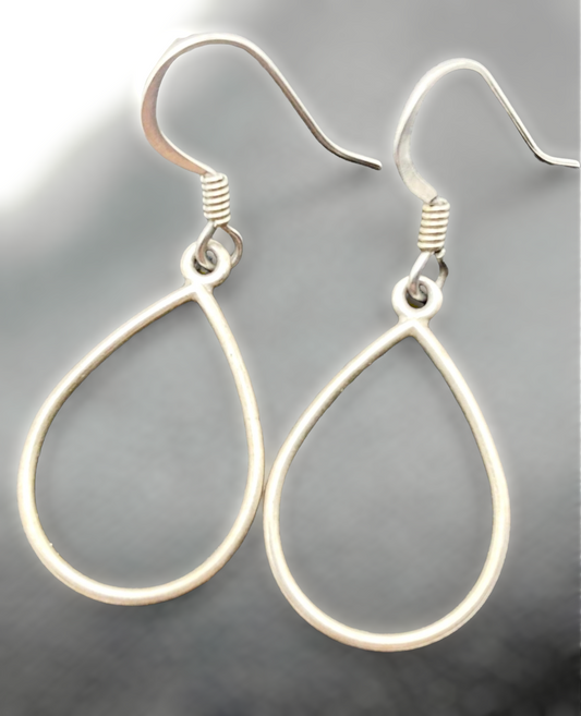 Beautiful Large *Sterling Silver Tear Drop Earrings