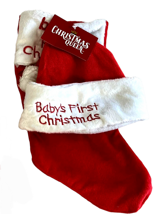 NEW *Red Baby's 1st Christmas (Embroidered Stocking & Hat)