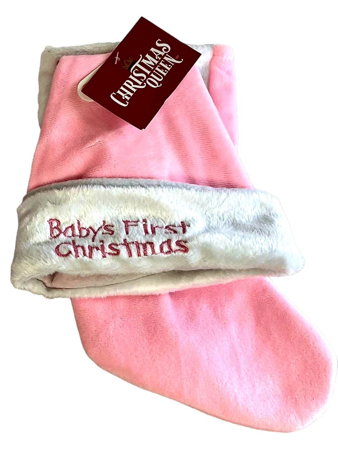 NEW *Pink Baby's 1st Christmas (Embroidered Stocking & Hat)