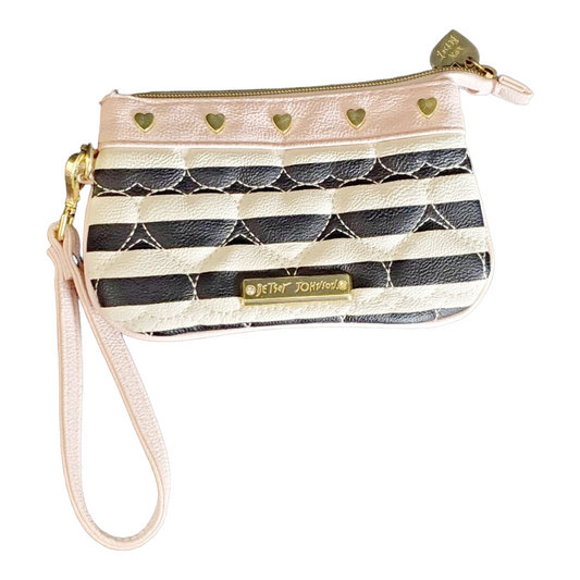 Cute *BETSEY JOHNSON Stripes & Hearts Wristlet Purse