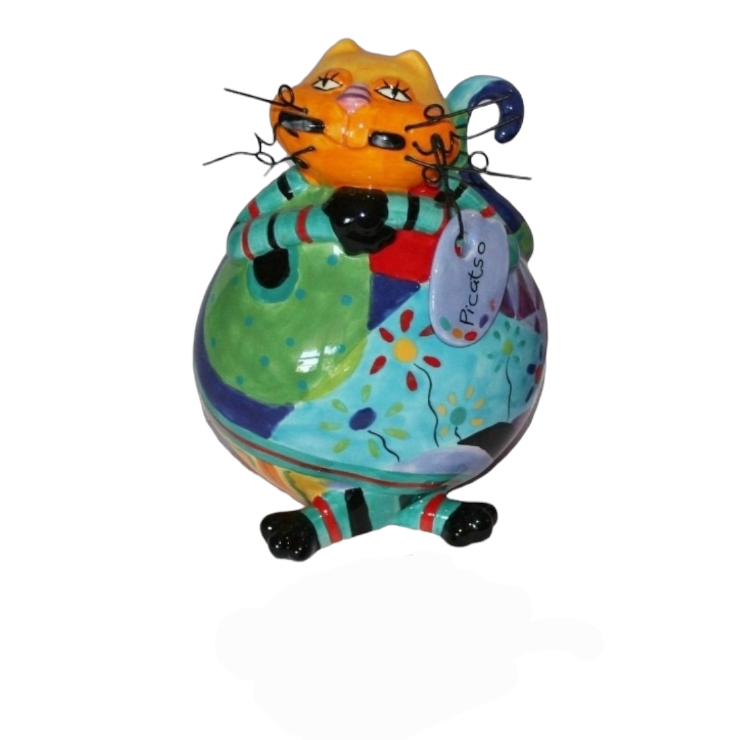 Whimsical "CATITUDE" Cat Figurine (Picatso) Joyce Shelton