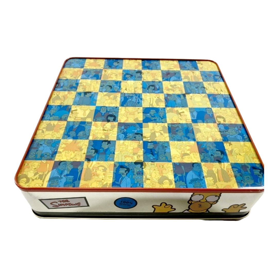 NIB *Simpson Chess Set w/ Laminated Fold-up Playing Board in Case