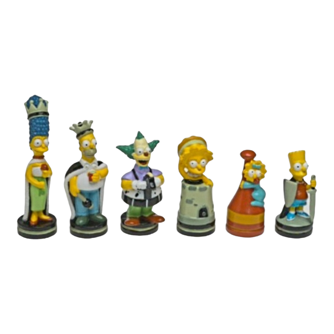 NIB *Simpson Chess Set w/ Laminated Fold-up Playing Board in Case