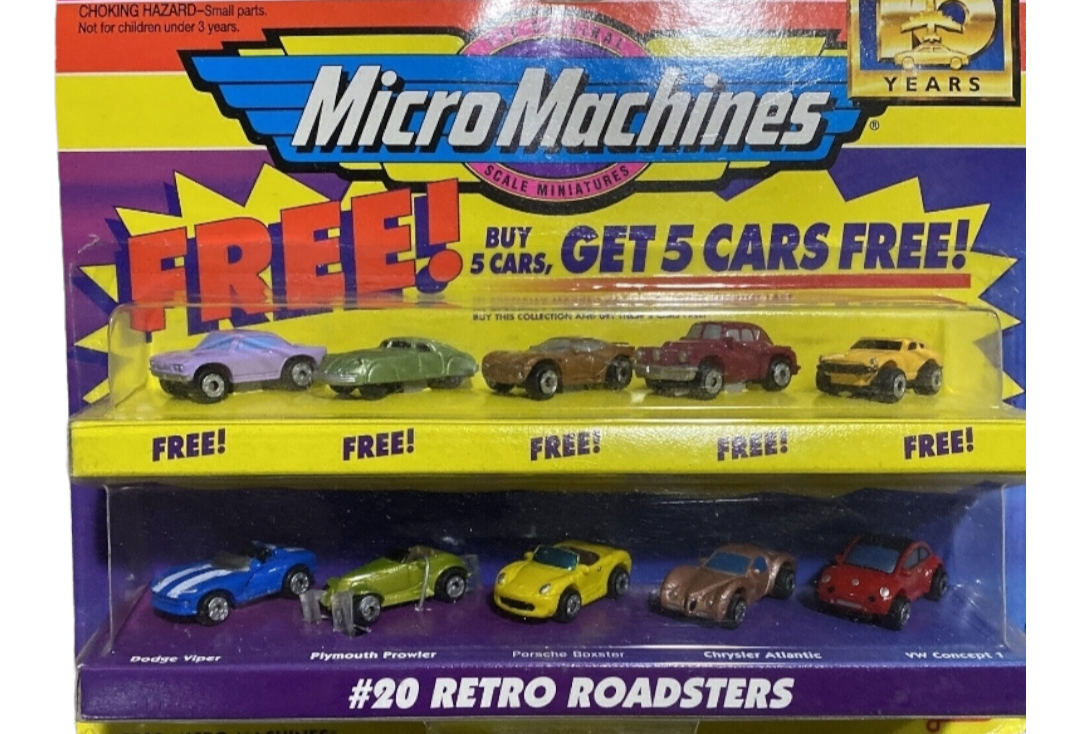 NIB *Micro Machines 1996 Galoob #20 Retro Roadsters (5 + 5)