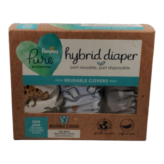 NEW *Pampers Pure Hybrid Pack (3) Reusable Cloth Diaper Covers, One Size