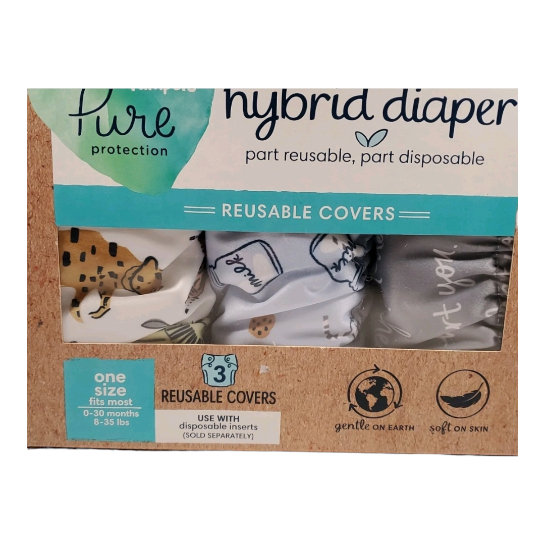 NEW *Pampers Pure Hybrid Pack (3) Reusable Cloth Diaper Covers, One Size