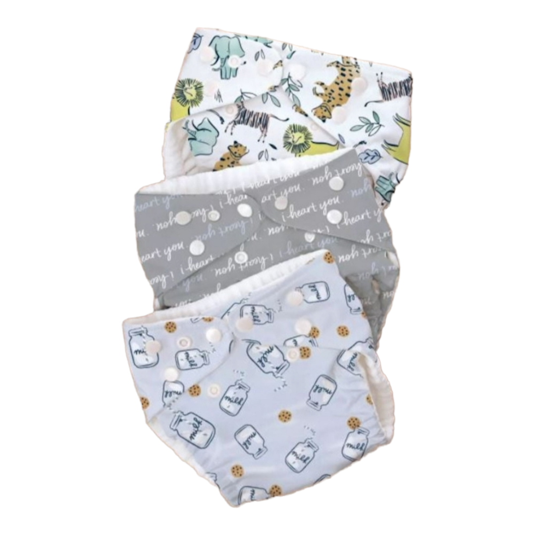 NEW *Pampers Pure Hybrid Pack (3) Reusable Cloth Diaper Covers, One Size