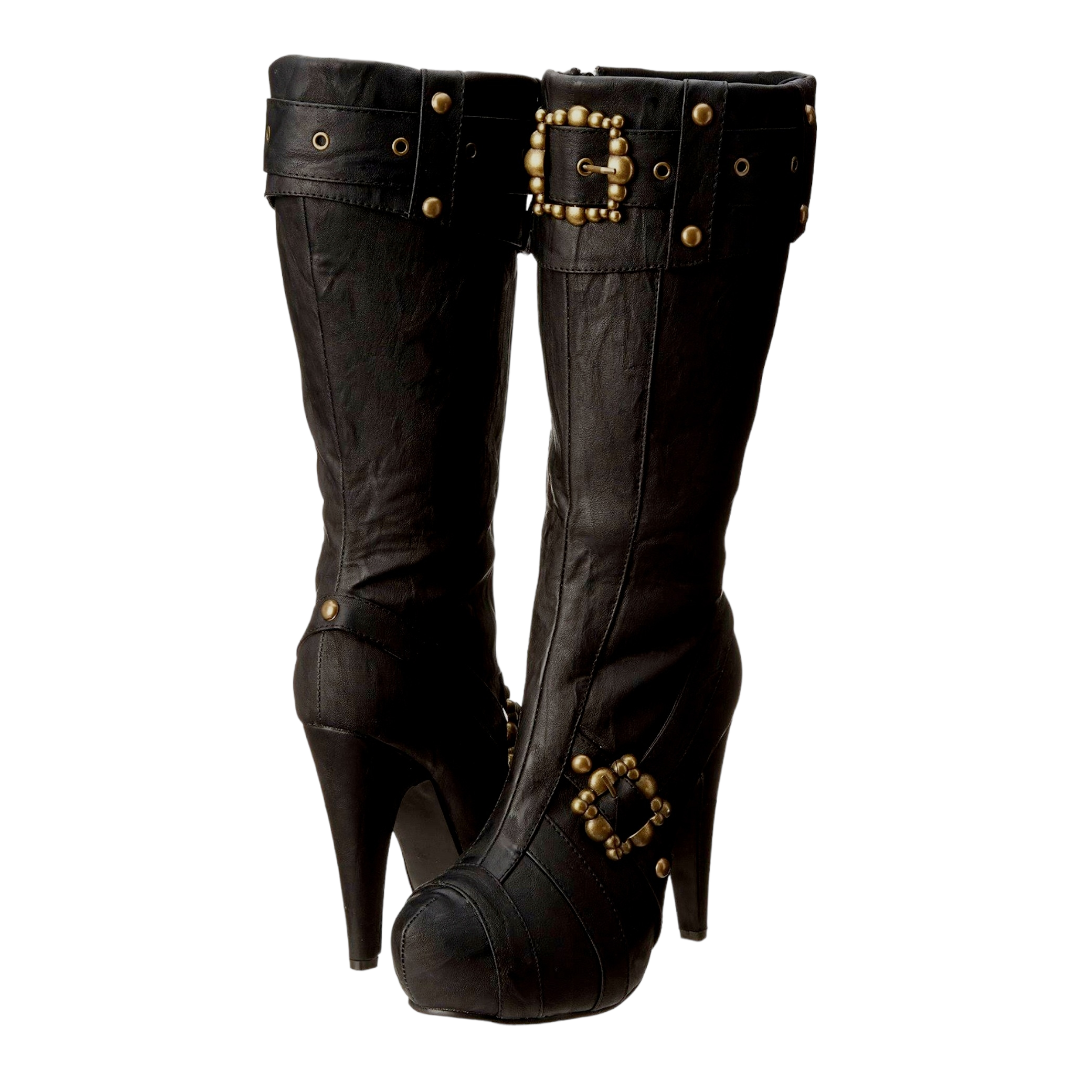 NEW *Ellie Steampunk Black 4" Heel Boots (size 11)