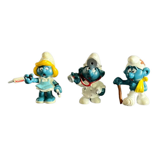 Vintage Smurfs Medical Trio Figures Schleigh Peyo 1978